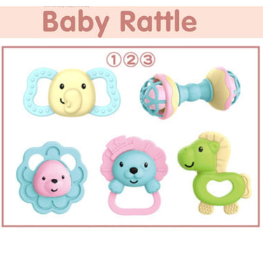 5Pcs Premium Baby Animal Rattles & Teether Set - Assortment